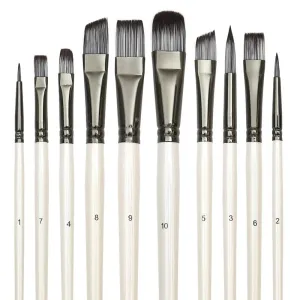 10 Piece Synthetic Paint Brush Set For Artists