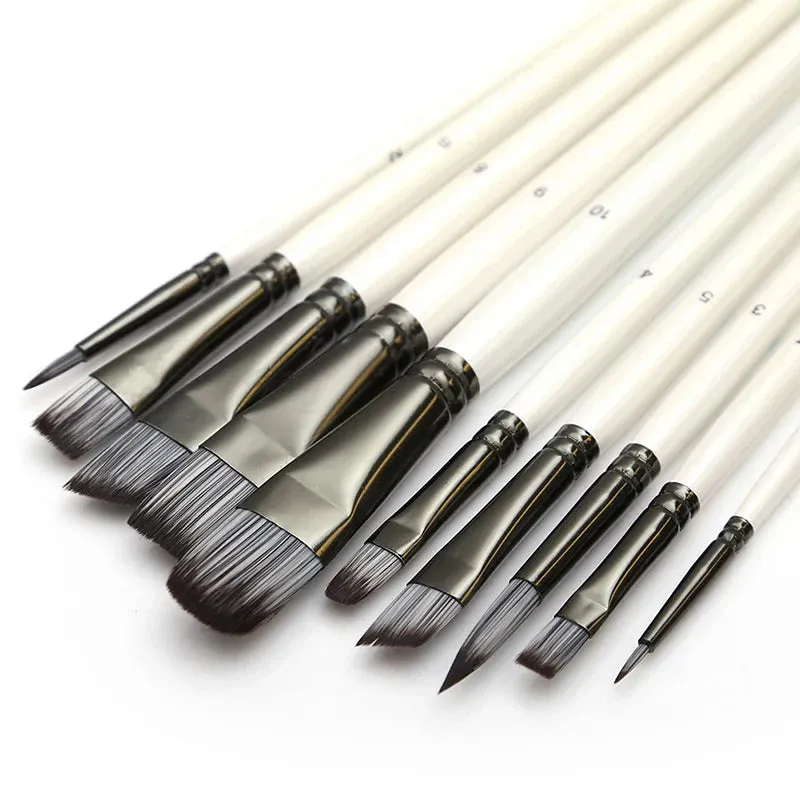 10 Piece Synthetic Paint Brush Set For Artists