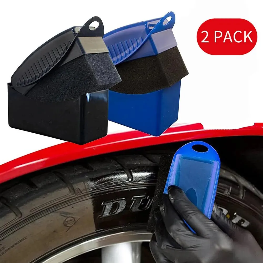 2 Piece Car Tire Waxing and Polishing Kit for Cleaning and Detailing Sponge Pad for Tire Wheel Rim and Trim Contour Dressing and Shine