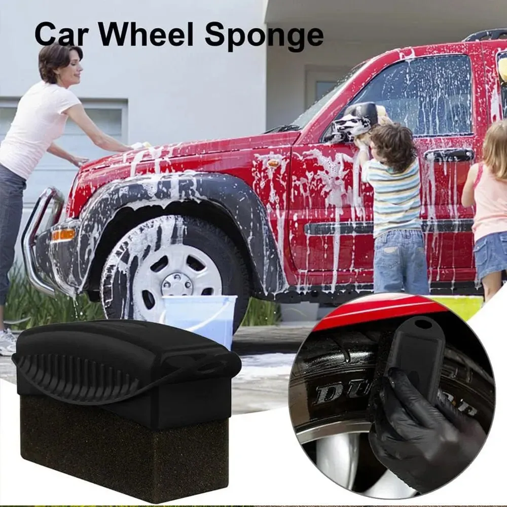 2 Piece Car Tire Waxing and Polishing Kit for Cleaning and Detailing Sponge Pad for Tire Wheel Rim and Trim Contour Dressing and Shine