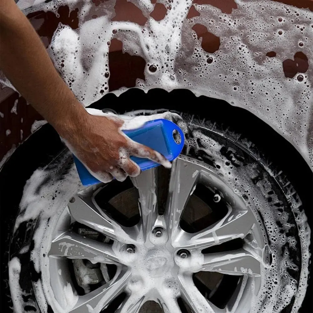 2 Piece Car Tire Waxing and Polishing Kit for Cleaning and Detailing Sponge Pad for Tire Wheel Rim and Trim Contour Dressing and Shine