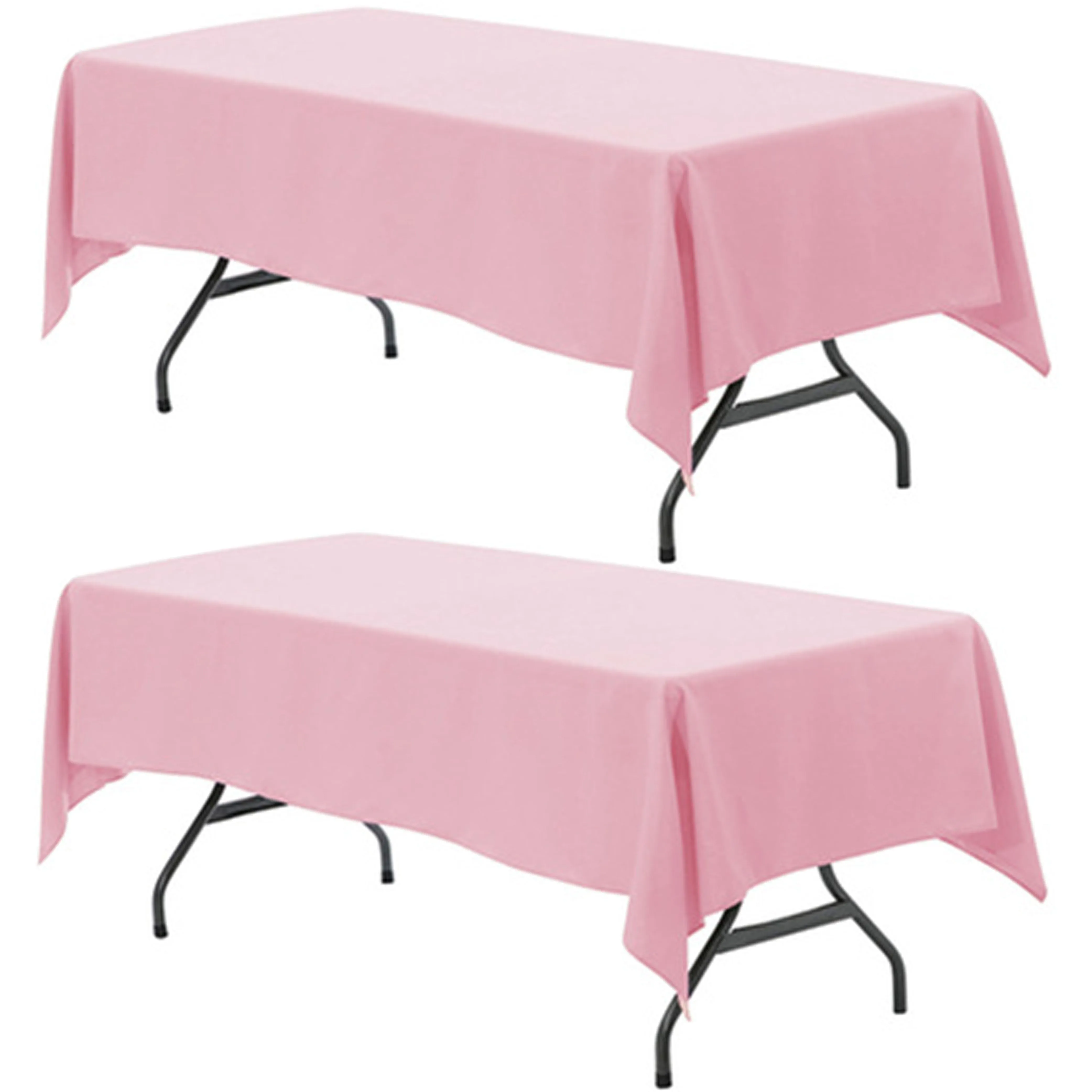 2 Rectangle Disposable Plastic Table Covers Wipe Clean Pink Tablecloth 54"X108"