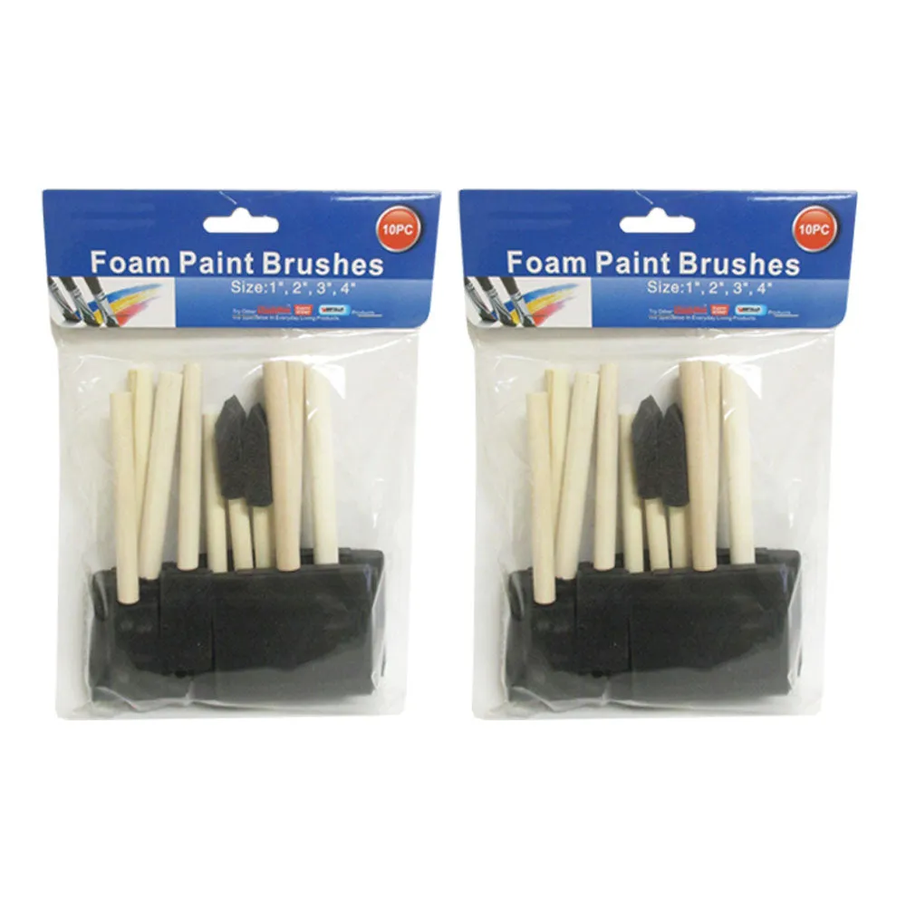 20 Foam Paint Brushes Sponge 1" 2" 3" 4" Wood Handle Varnishes Stains Enamel Art