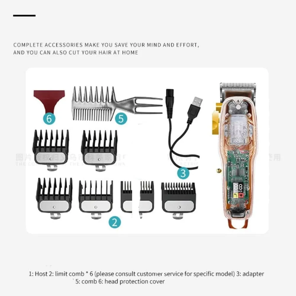 2707 New Transparent Cover Hair Clippers Barber Shop Usb Rechargeable Trimmer