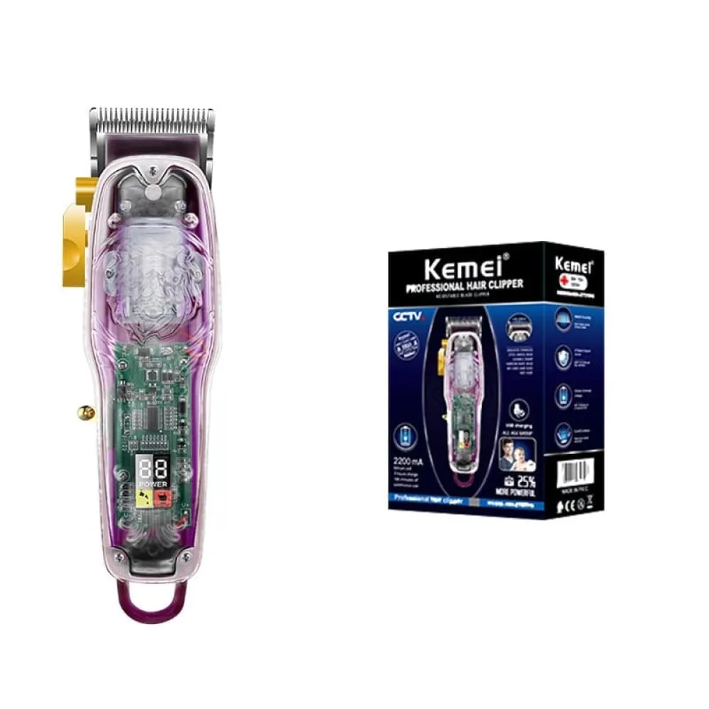 2707 New Transparent Cover Hair Clippers Barber Shop Usb Rechargeable Trimmer