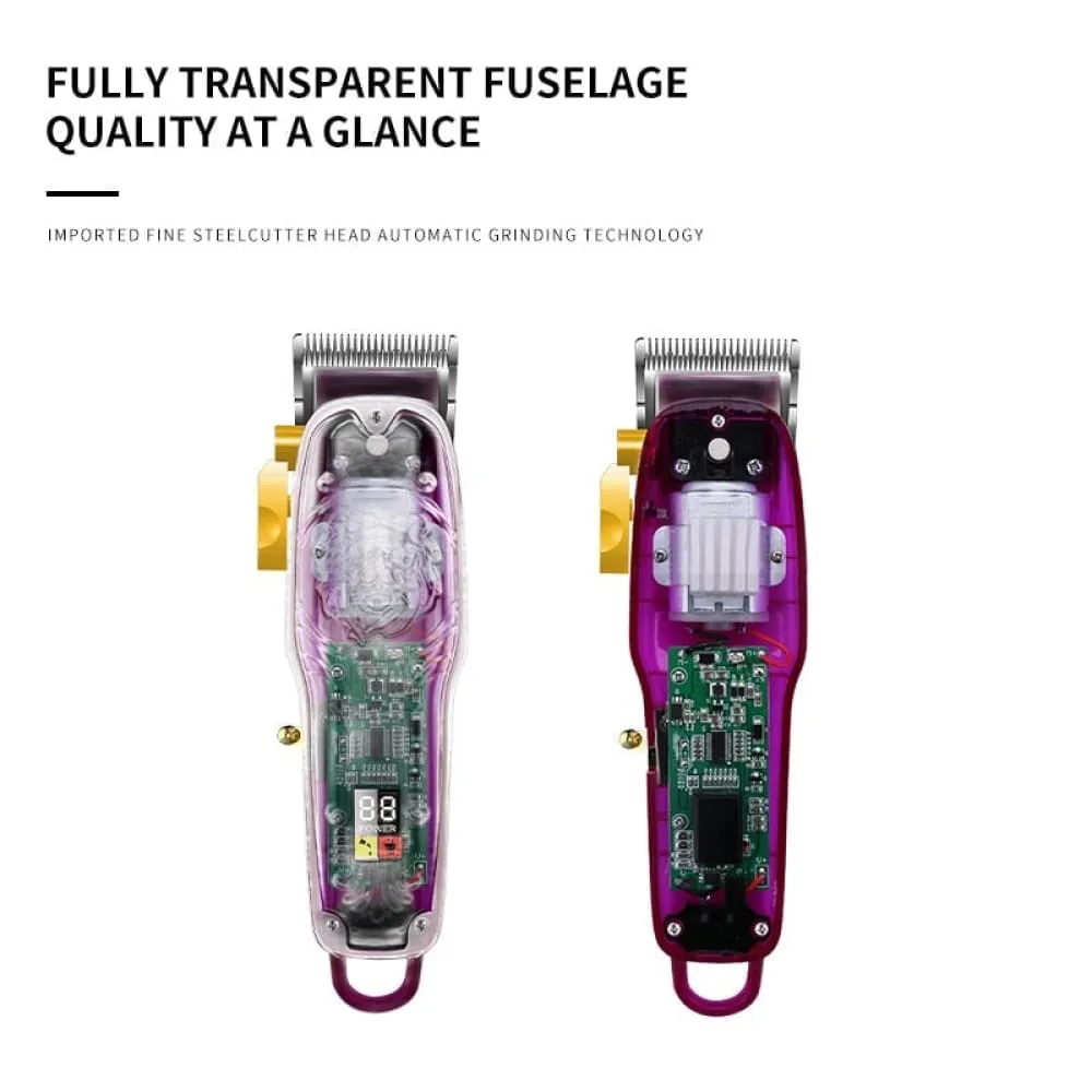 2707 New Transparent Cover Hair Clippers Barber Shop Usb Rechargeable Trimmer