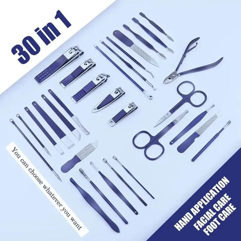 30 Piece Stainless Steel Manicure Kit with Nail Clippers and Scissors