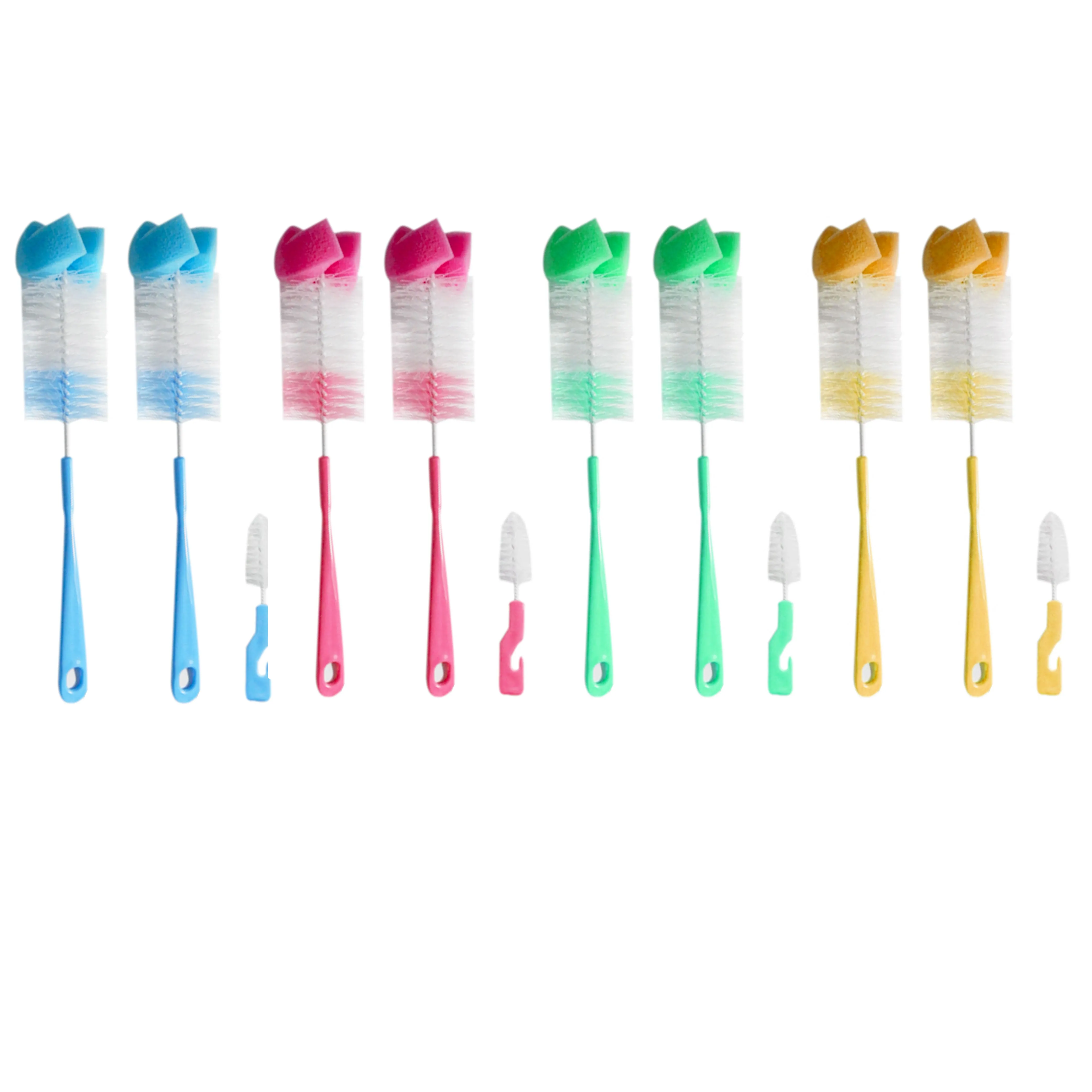 6 Pc Baby Teat Nipple Bottle Feeding Brush Bristle Cleaning Cup Scrubbing Sponge