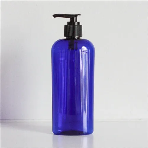 8 oz Blue PET Cosmo Oval with 24-410 Neck