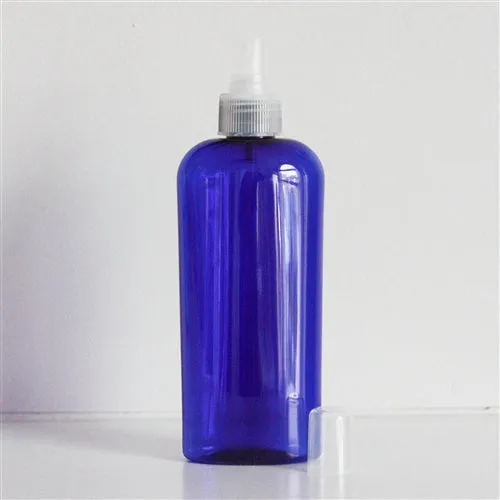 8 oz Blue PET Cosmo Oval with 24-410 Neck