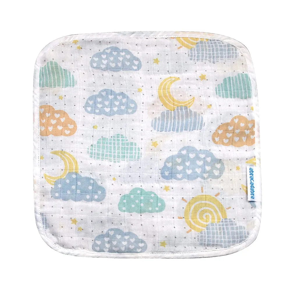 Abracadabra Cotton Muslin Wipes Pack of 3 (Lost in Clouds) - Sea Green