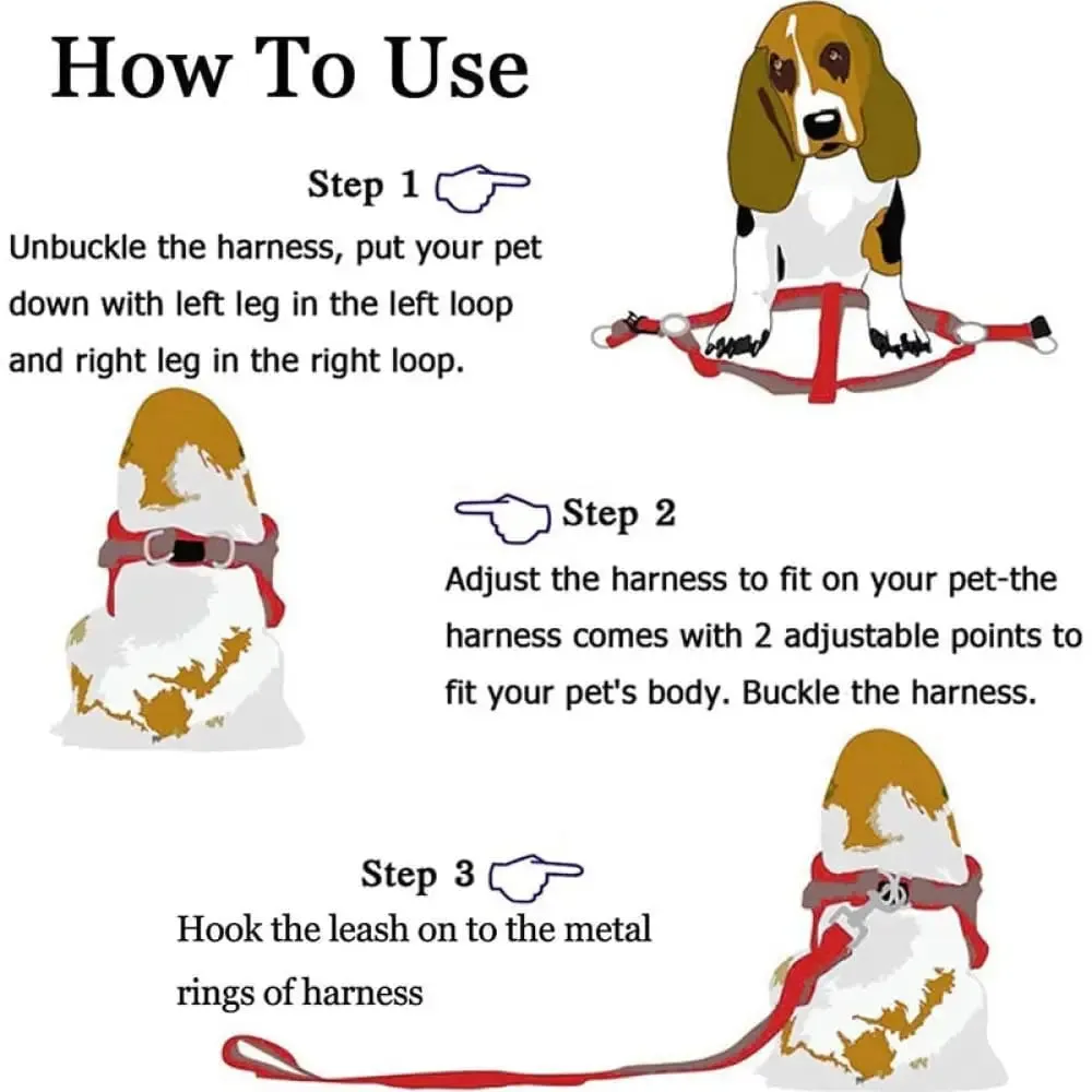 Adjustable Comfortable Step in Puppy no Pull Dog Harness and Leash Set