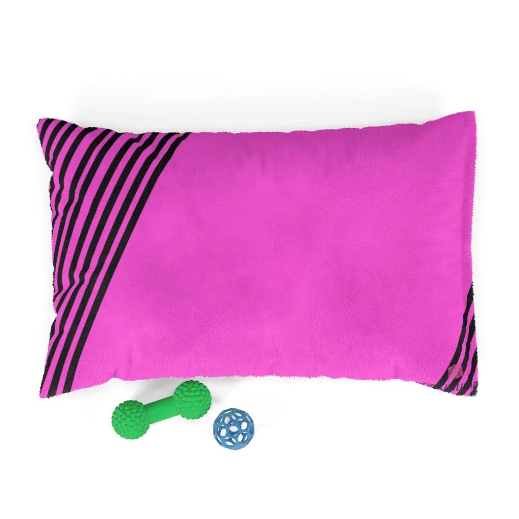 Best Pink Striped Pet Bed, Bright Colorful Best Striped Modern Dog Indoor Pet Bed-Made in USA (Size: S-L)