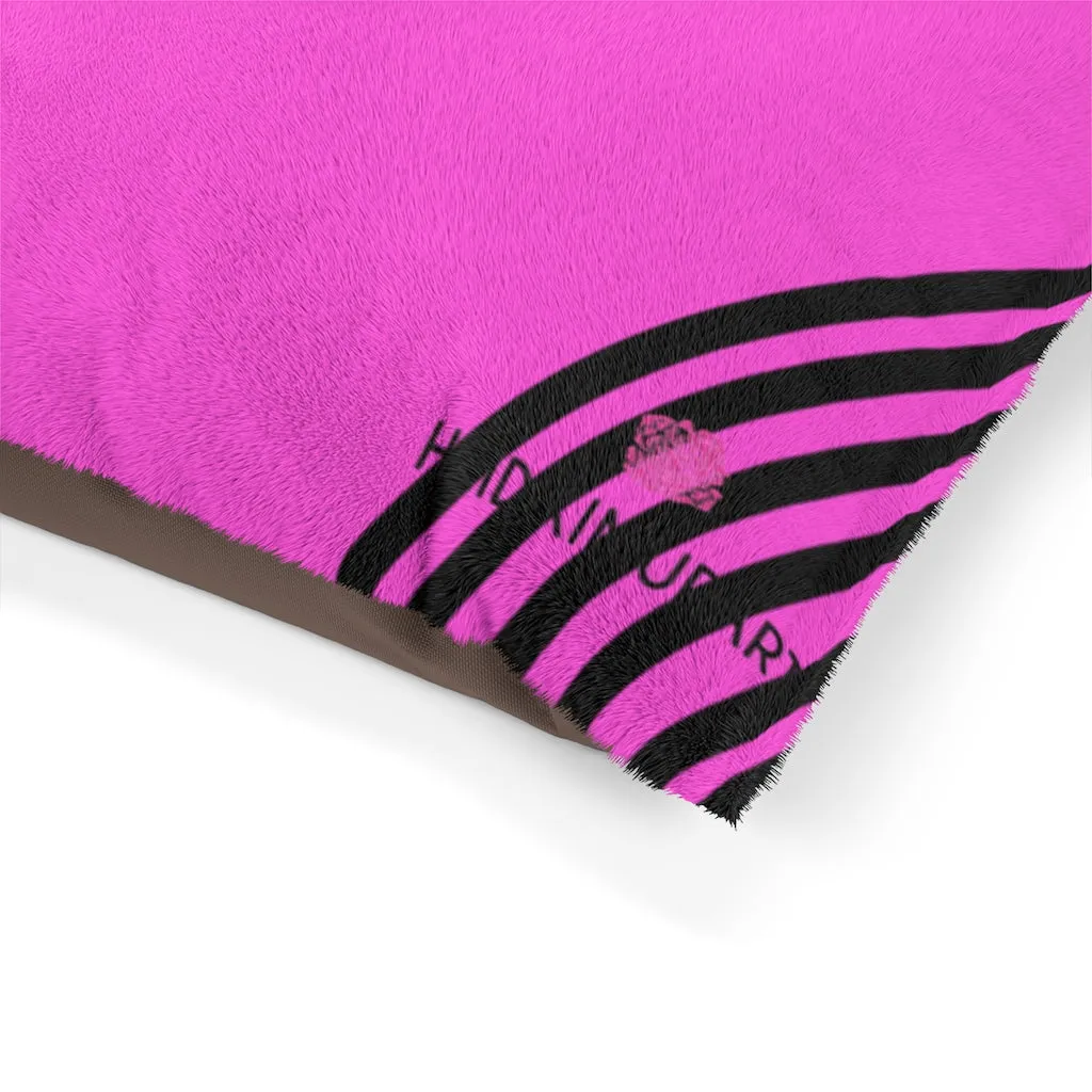 Best Pink Striped Pet Bed, Bright Colorful Best Striped Modern Dog Indoor Pet Bed-Made in USA (Size: S-L)