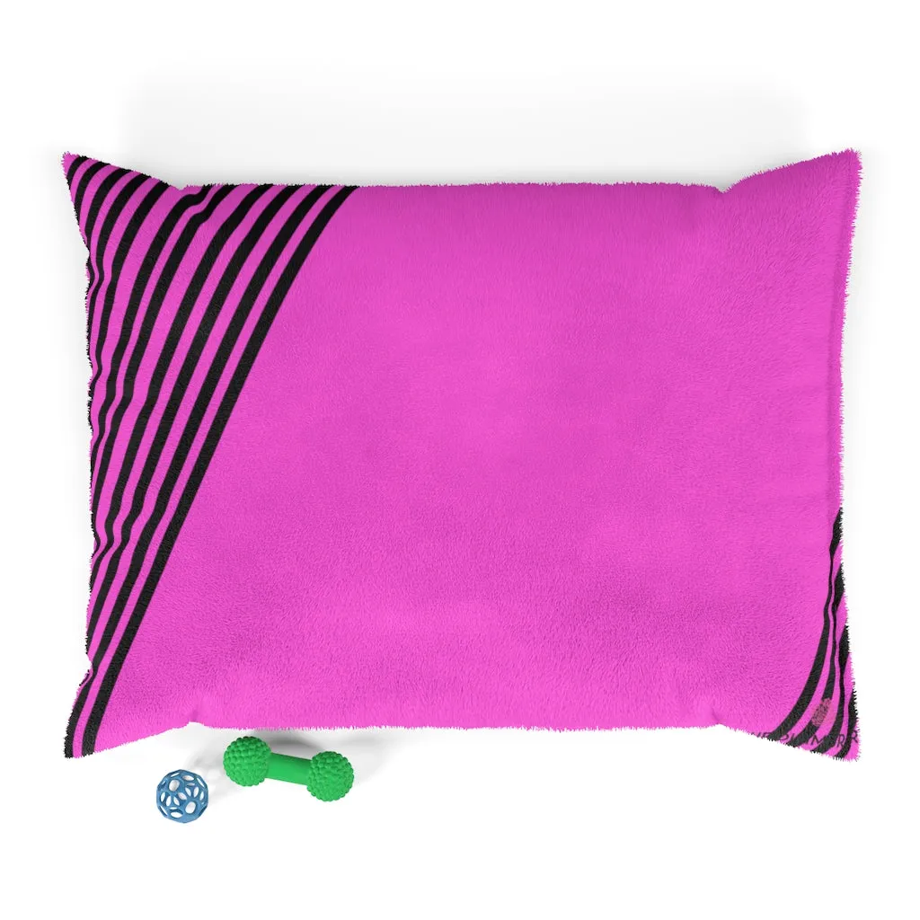 Best Pink Striped Pet Bed, Bright Colorful Best Striped Modern Dog Indoor Pet Bed-Made in USA (Size: S-L)