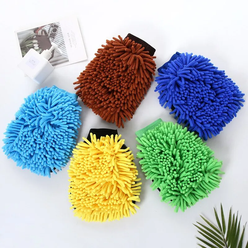 Car Wash Cleaning Gloves Microfiber Towel Chenille 2 in 1 Car Wash Cleaning Cloth Car Cleaning Accessories