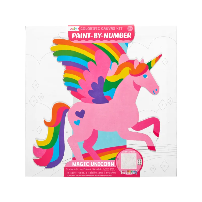 colorific canvas paint by number kit - magic unicorn