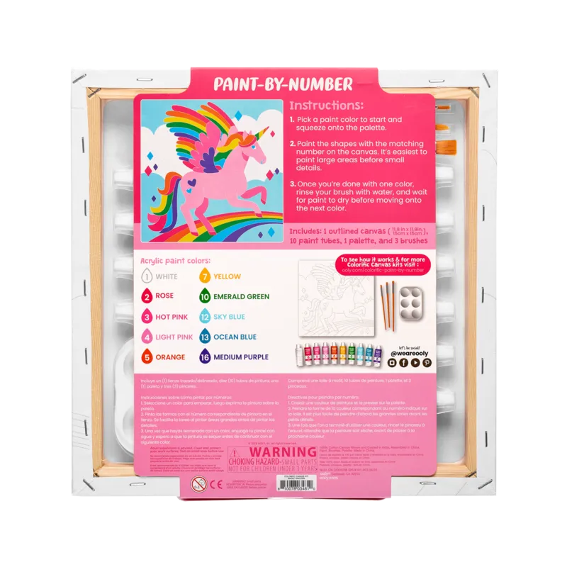 colorific canvas paint by number kit - magic unicorn