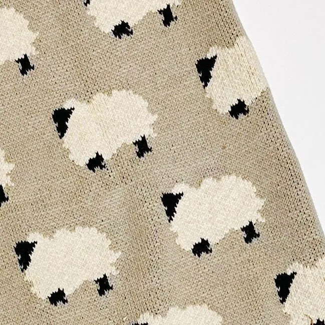 Jacquard Sweater Knit Baby Blanket - Sheep