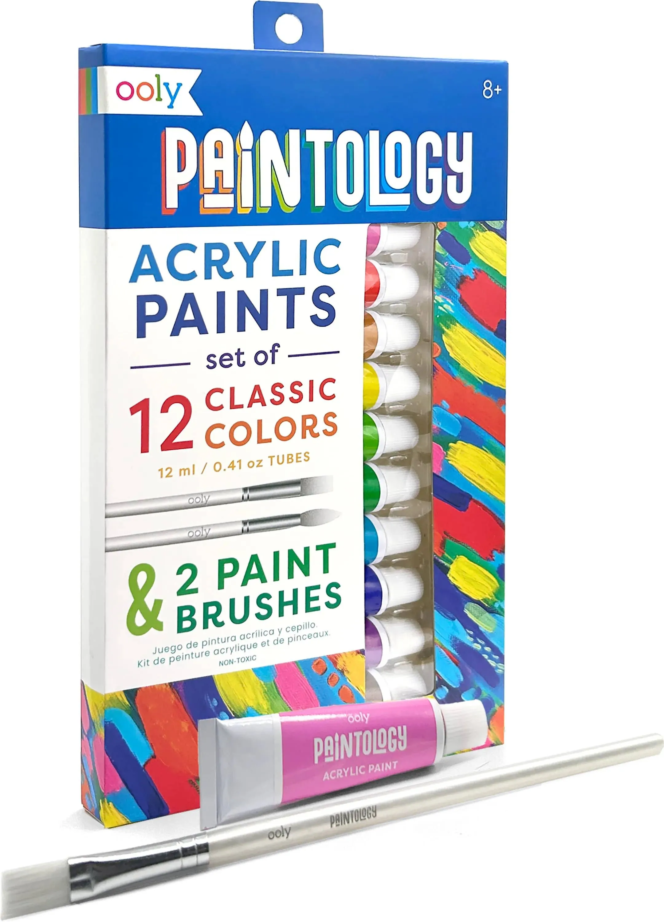 Paintology Acrylic Paints   2 Brushes (Classic Colors)