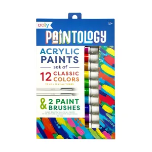 Paintology Acrylic Paints   2 Brushes (Classic Colors)